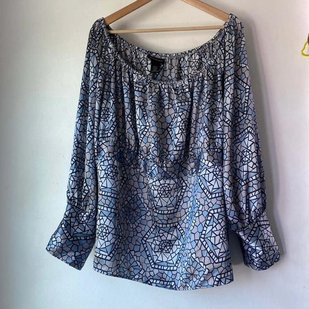Lane Bryant 22/24 Geometric Print Off Shoulder Top - Picture 1 of 10